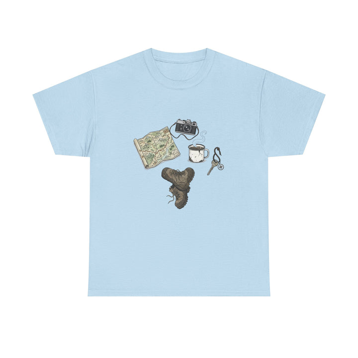Retro Mountain Camping Gear Graphic T-Shirt - Outdoor Adventure Tee