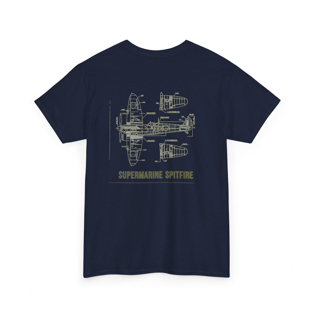 Spitfire Blueprint Tee — Supermarine Spitfire Aircraft Schematic T-Shirt