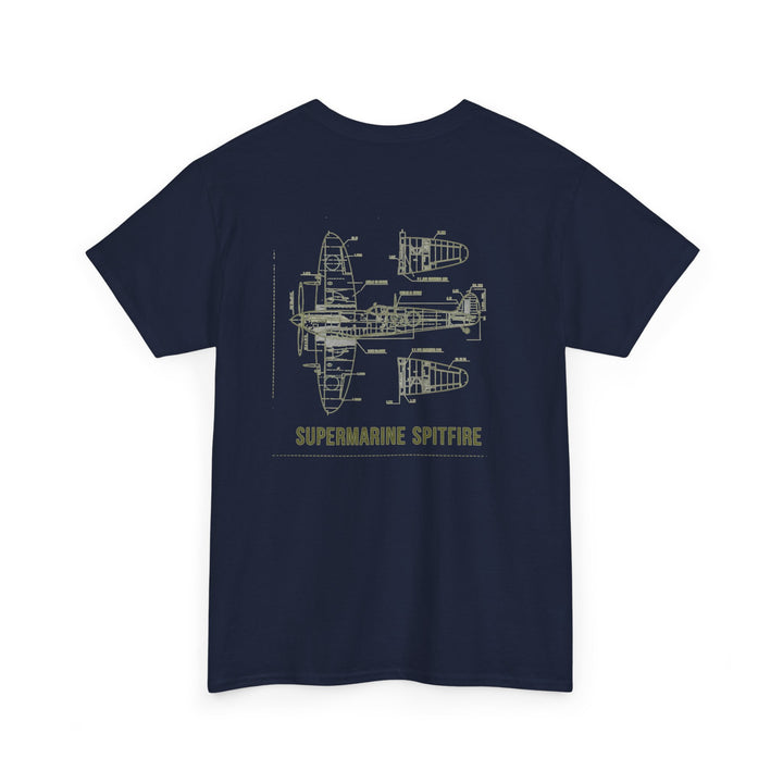Spitfire Blueprint Tee — Supermarine Spitfire Aircraft Schematic T-Shirt