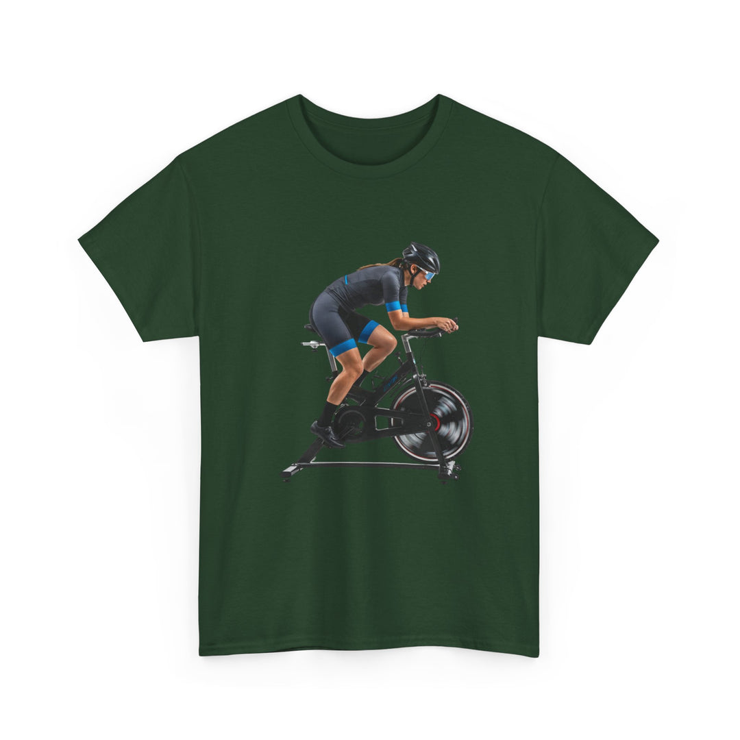 Spin Indoor Trainer T‑Shirt – lightweight, breathable cotton designed for indoor cycling. Comfortable, durable, and perfect for spin workouts and training.