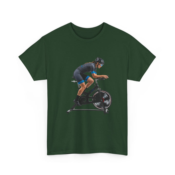 Spin Indoor Trainer T‑Shirt – lightweight, breathable cotton designed for indoor cycling. Comfortable, durable, and perfect for spin workouts and training.