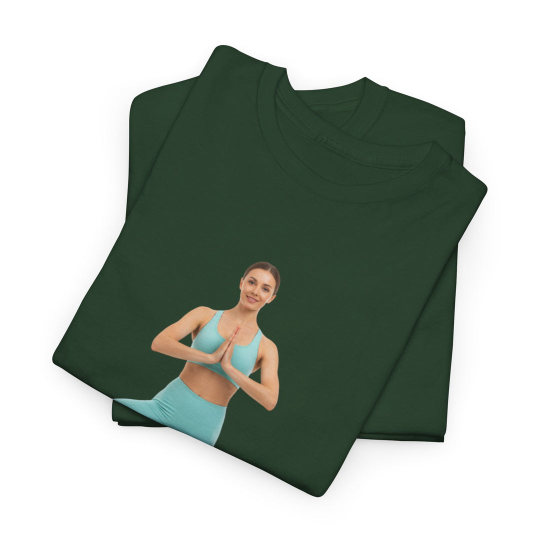 Yoga Pose Tee – soft, breathable cotton featuring a stylish yoga pose design. Perfect for yoga practice, meditation, or casual mindful lifestyle wear.