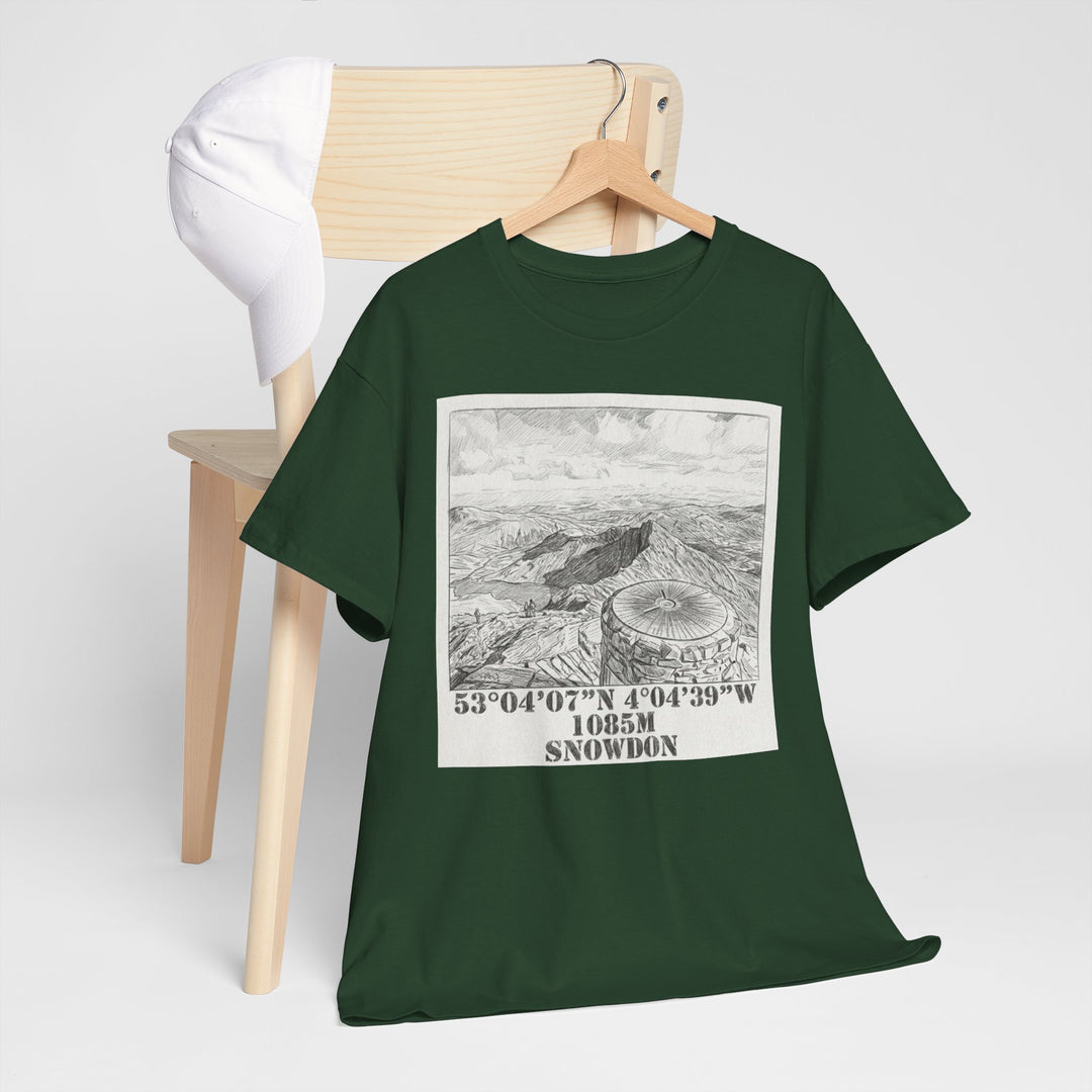 Snowdon Mountain Tee — Vintage Map Illustration with Coordinates