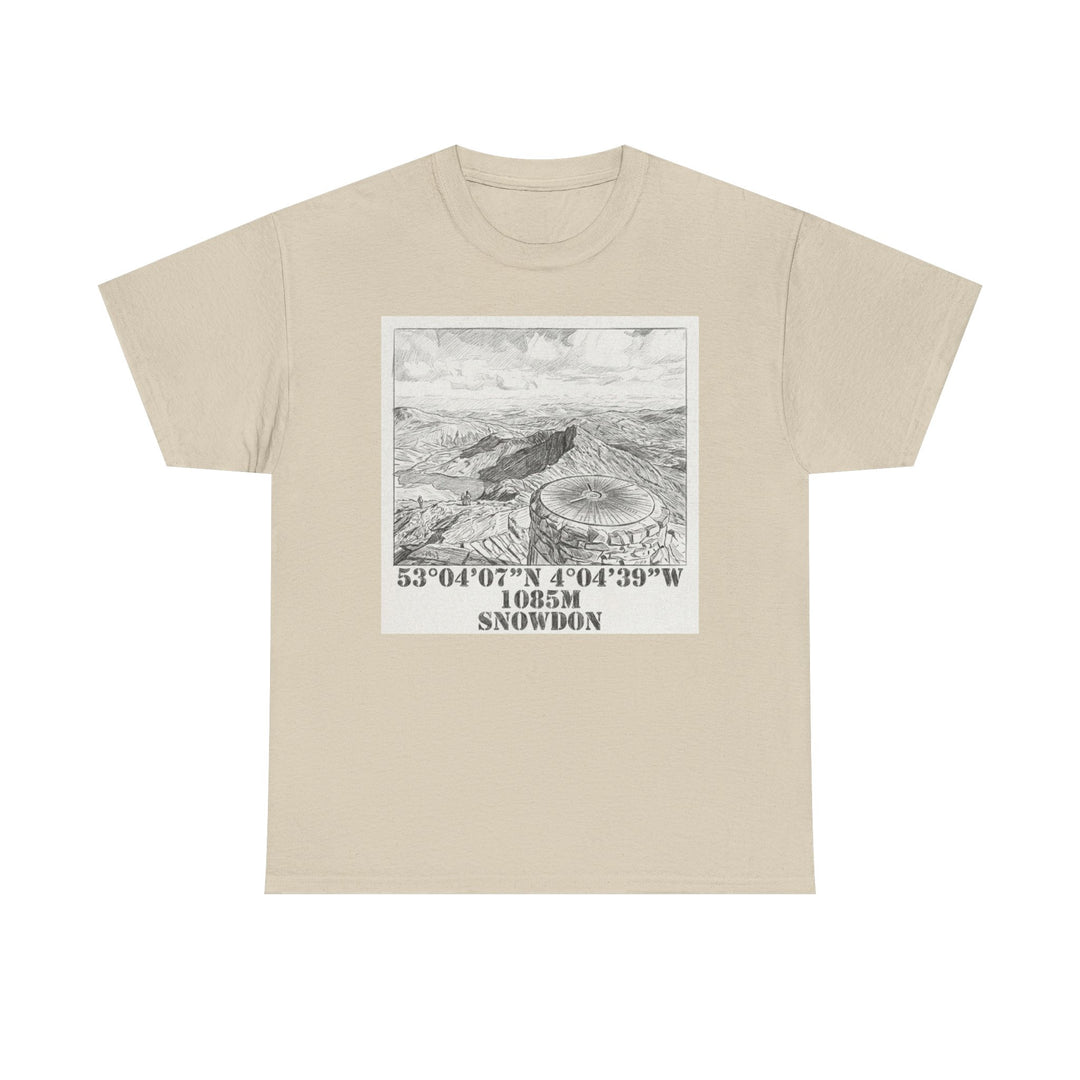 Snowdon Mountain Tee — Vintage Map Illustration with Coordinates