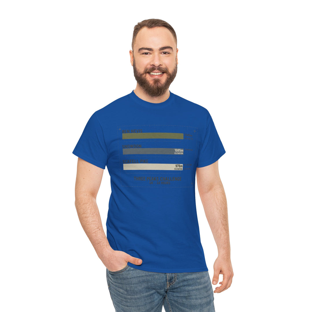 Three Peaks Challenge Graphic T-Shirt — Retro UK Mountain Hiking Tee