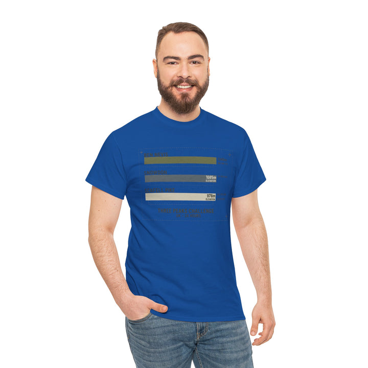Three Peaks Challenge Graphic T-Shirt — Retro UK Mountain Hiking Tee