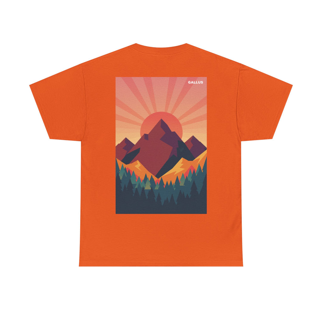 T-Shirt — Gallus Mountain Graphic Tee (Sunrise Landscape Back Print)