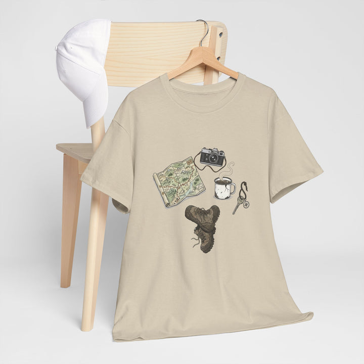 Retro Mountain Camping Gear Graphic T-Shirt - Outdoor Adventure Tee