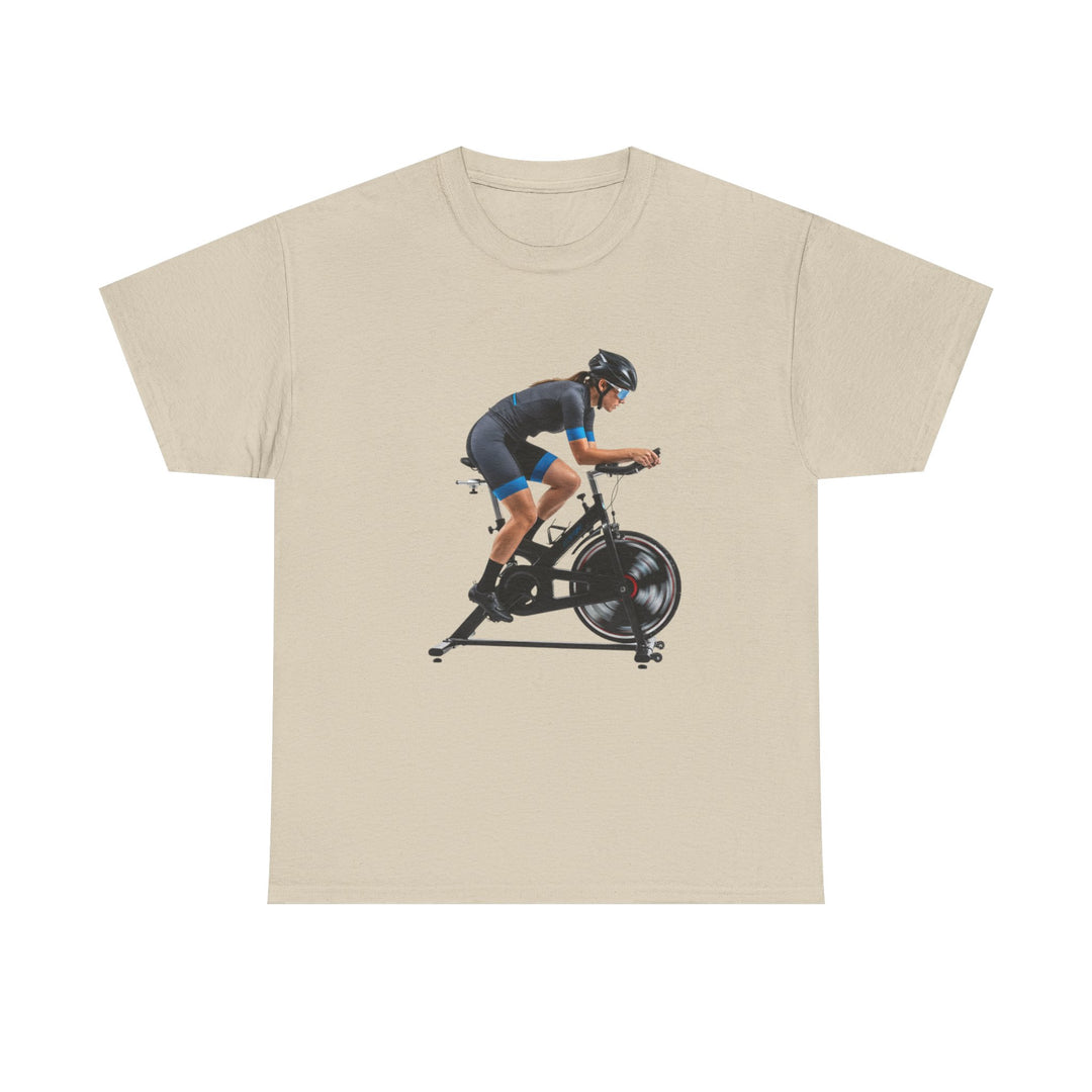 Spin Indoor Trainer T‑Shirt – lightweight, breathable cotton designed for indoor cycling. Comfortable, durable, and perfect for spin workouts and training.
