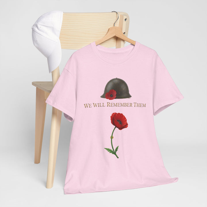 Poppy &amp; Helmet T-Shirt — Remembrance Floral Military Tribute Tee