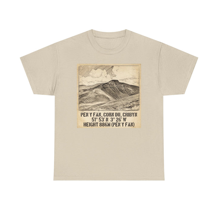 Pen y Fan Summit Coordinates T-Shirt — Vintage Mountain Peak Tee