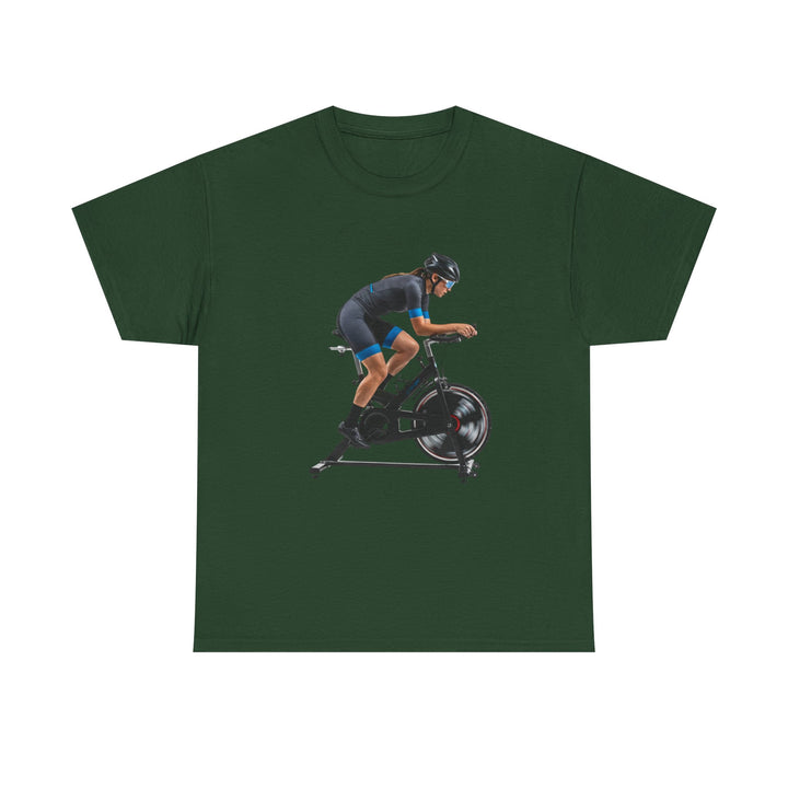 Spin Indoor Trainer T‑Shirt – lightweight, breathable cotton designed for indoor cycling. Comfortable, durable, and perfect for spin workouts and training.