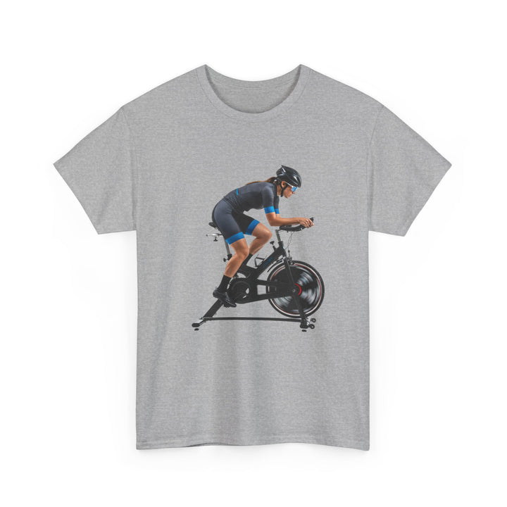 Spin Indoor Trainer T‑Shirt – lightweight, breathable cotton designed for indoor cycling. Comfortable, durable, and perfect for spin workouts and training.