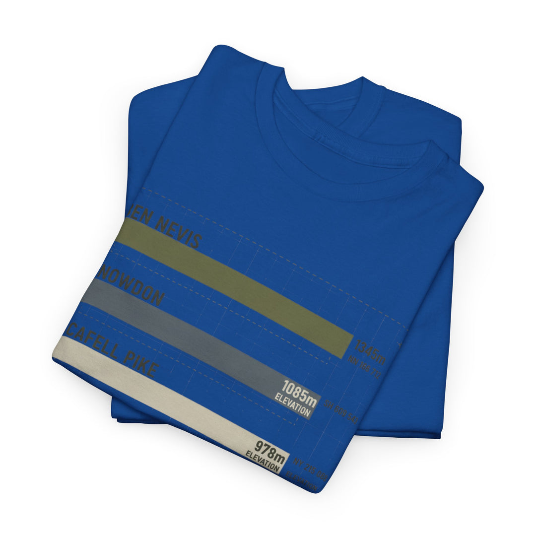 Three Peaks Challenge Graphic T-Shirt — Retro UK Mountain Hiking Tee