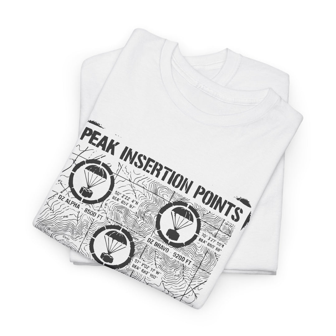 Retro Mountain Schematic Graphic T-Shirt — Technical Diagram Hiking Tee