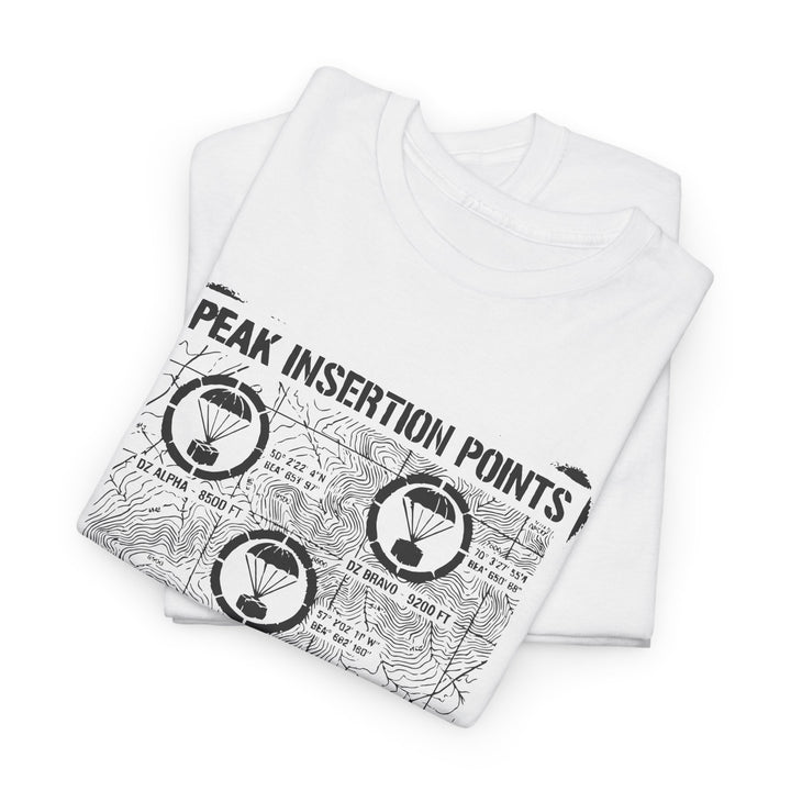 Retro Mountain Schematic Graphic T-Shirt — Technical Diagram Hiking Tee