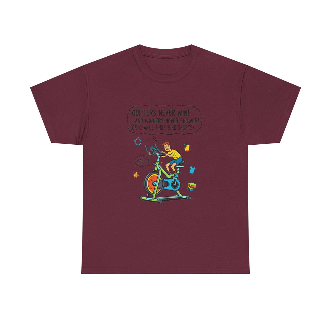 Spin Motivational Tee – soft, breathable cotton featuring an inspiring cycling graphic. Perfect for spin classes, workouts, and active lifestyle wear.