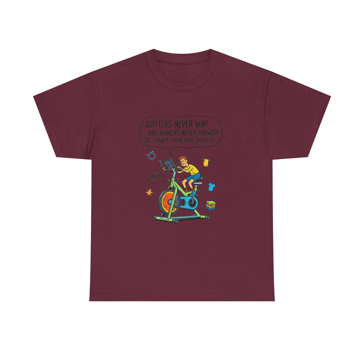 Spin Motivational Tee – soft, breathable cotton featuring an inspiring cycling graphic. Perfect for spin classes, workouts, and active lifestyle wear.