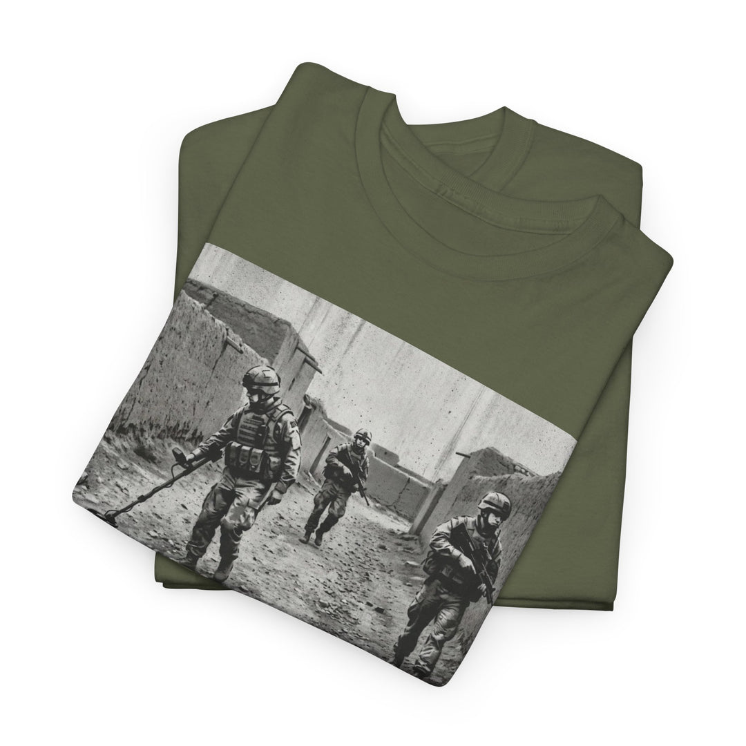 Helmand Vallon Patrol T-Shirt - Vintage Military Graphic Tee - Black &amp; White