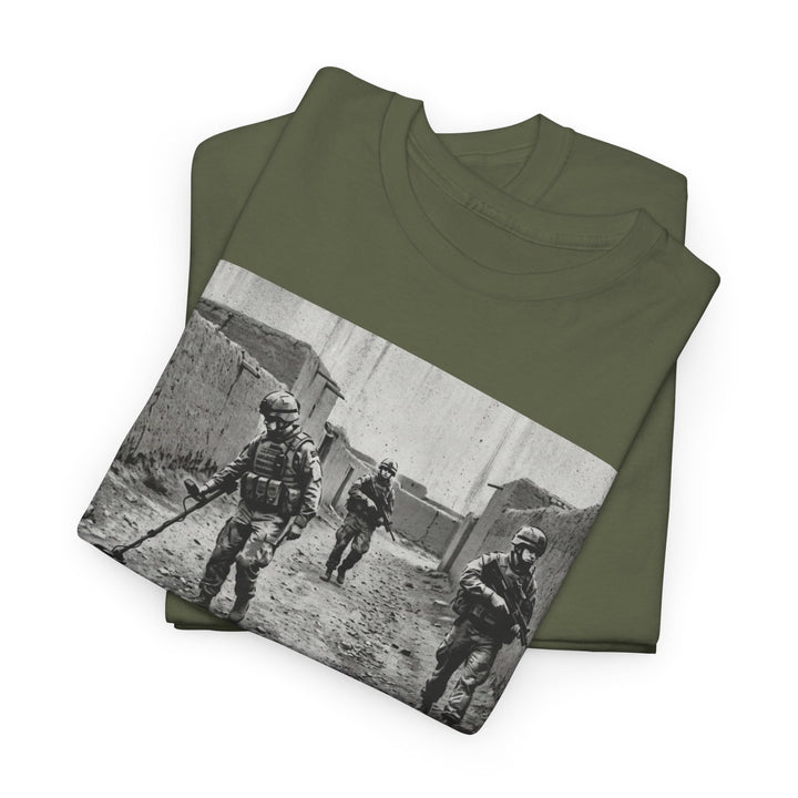 Helmand Vallon Patrol T-Shirt - Vintage Military Graphic Tee - Black &amp; White