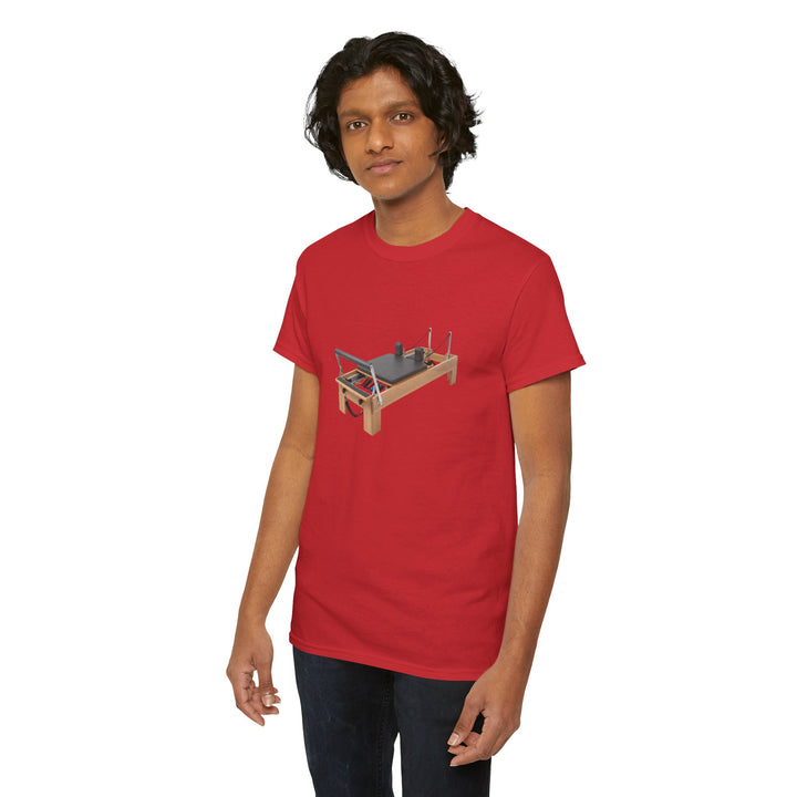 Pilates Reformer Tee – soft, breathable cotton designed for Pilates sessions. Comfortable, flexible, and perfect for reformer workouts or casual wear.