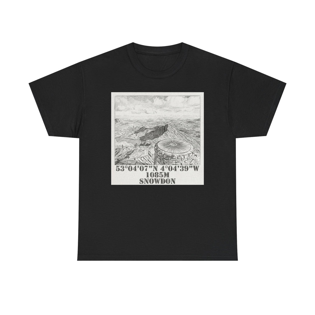 Snowdon Mountain Tee — Vintage Map Illustration with Coordinates