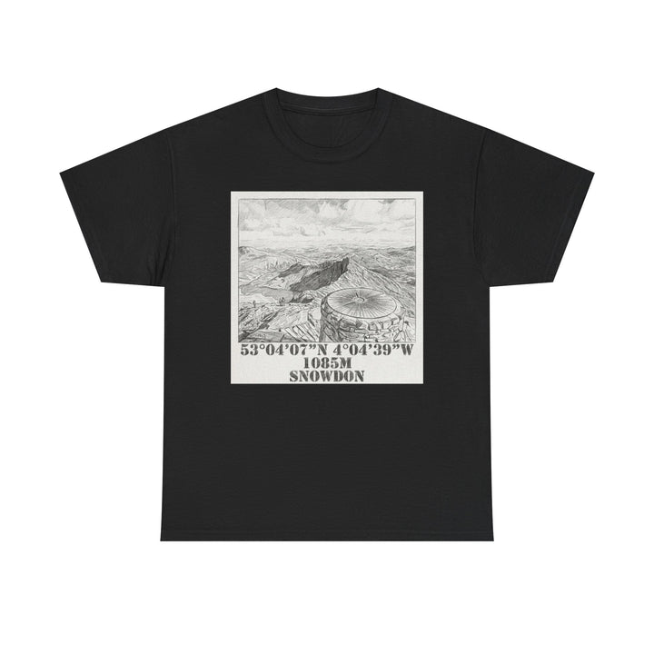 Snowdon Mountain Tee — Vintage Map Illustration with Coordinates
