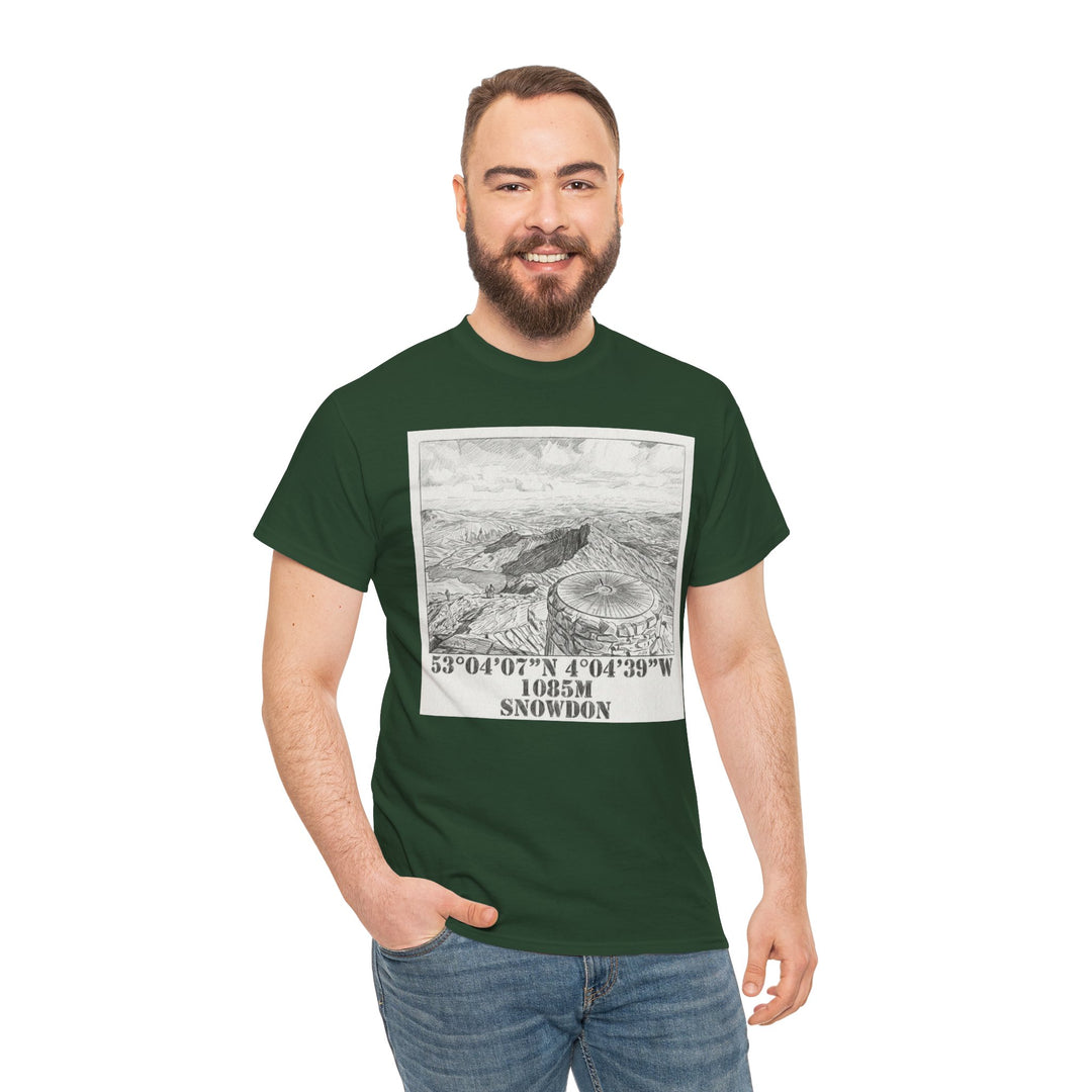 Snowdon Mountain Tee — Vintage Map Illustration with Coordinates