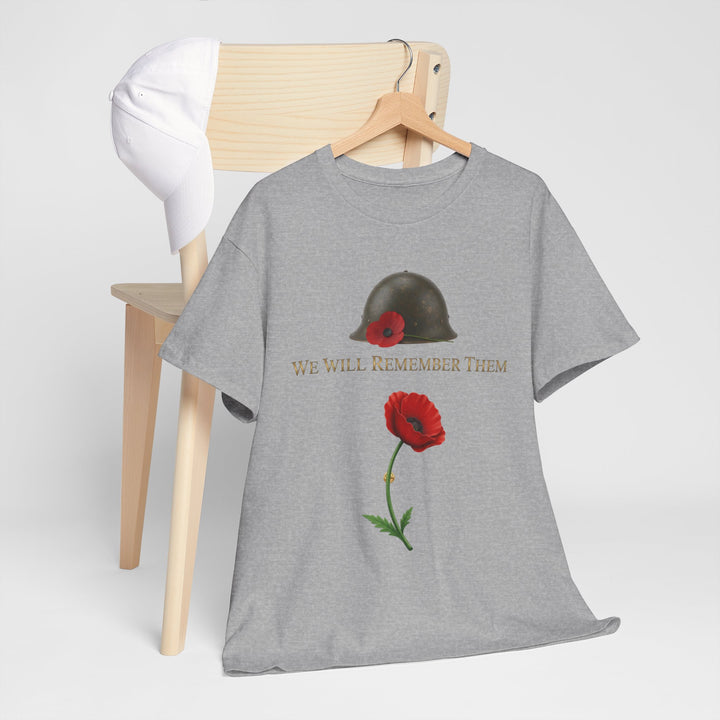 Poppy &amp; Helmet T-Shirt — Remembrance Floral Military Tribute Tee