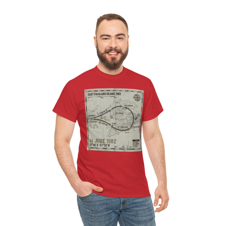 East Falkland 1982 Map T-Shirt — Port Stanley Victory Graphic