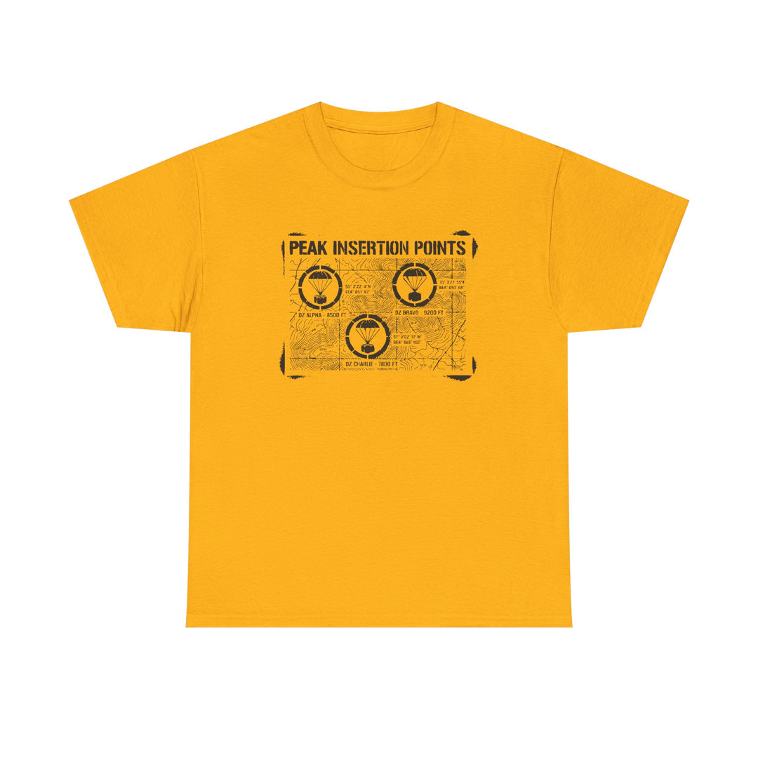 Retro Mountain Schematic Graphic T-Shirt — Technical Diagram Hiking Tee