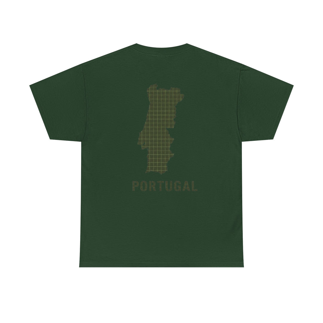 Portugal Map T-Shirt — Vintage Green Grid Portugal Tee