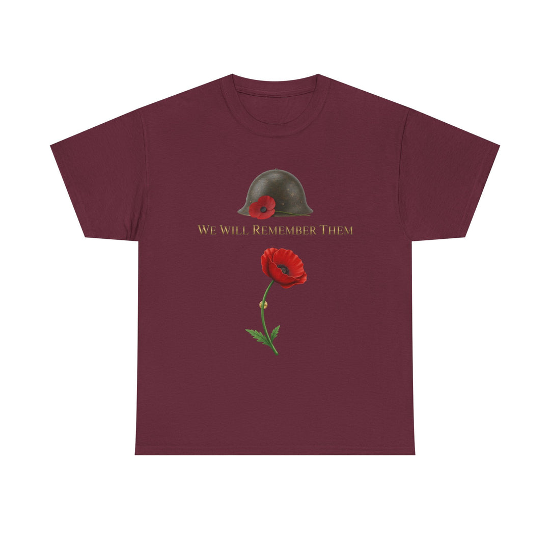 Poppy &amp; Helmet T-Shirt — Remembrance Floral Military Tribute Tee