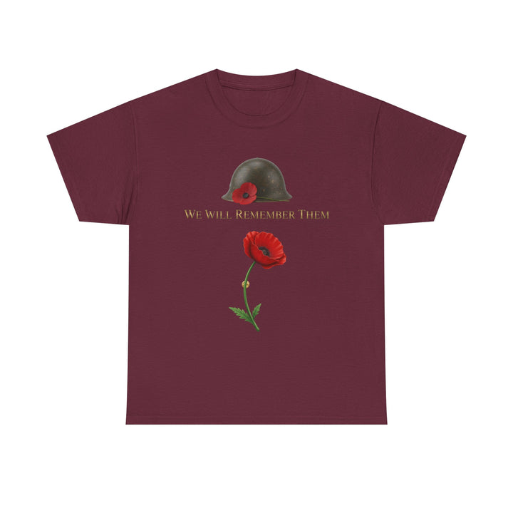 Poppy &amp; Helmet T-Shirt — Remembrance Floral Military Tribute Tee