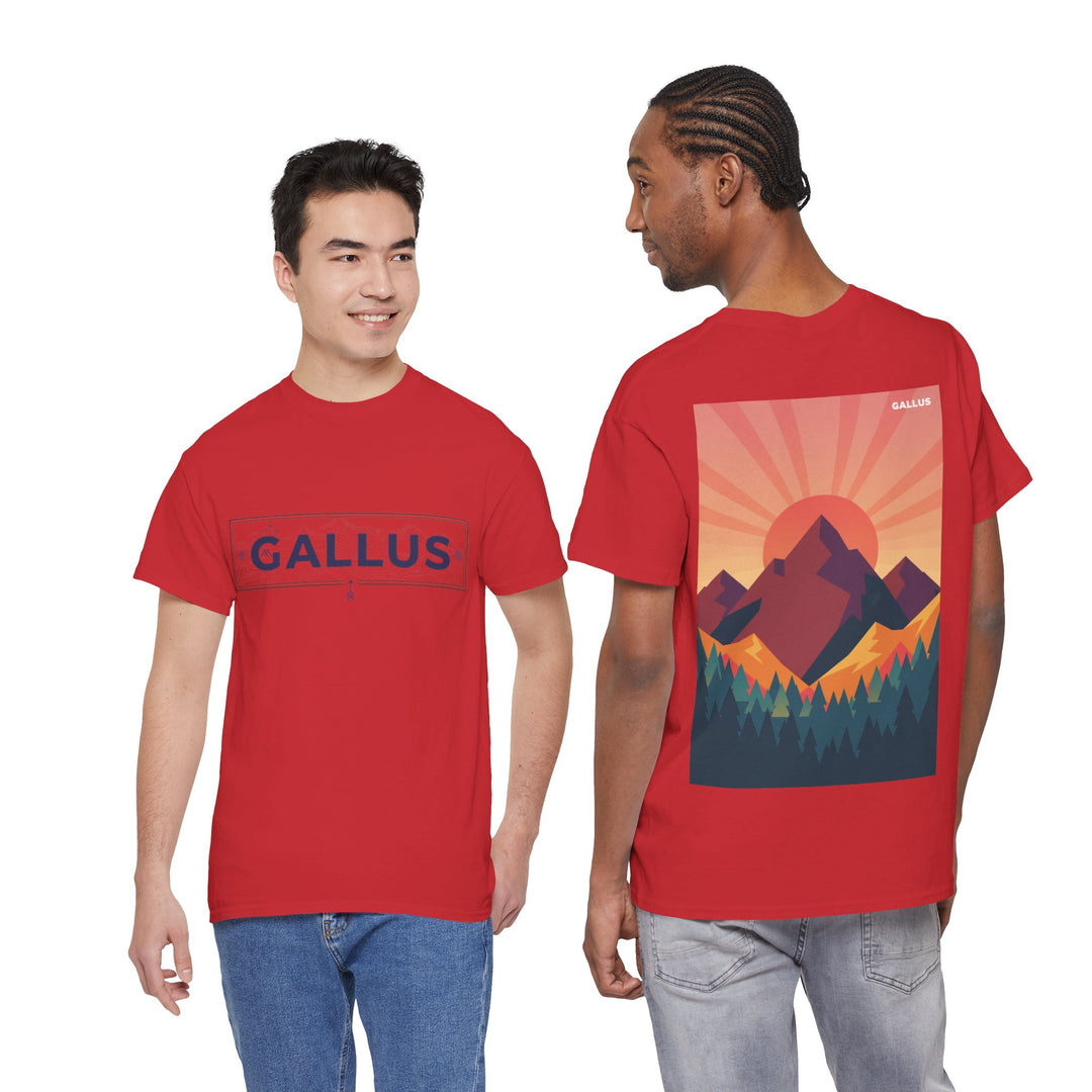 T-Shirt — Gallus Mountain Graphic Tee (Sunrise Landscape Back Print)