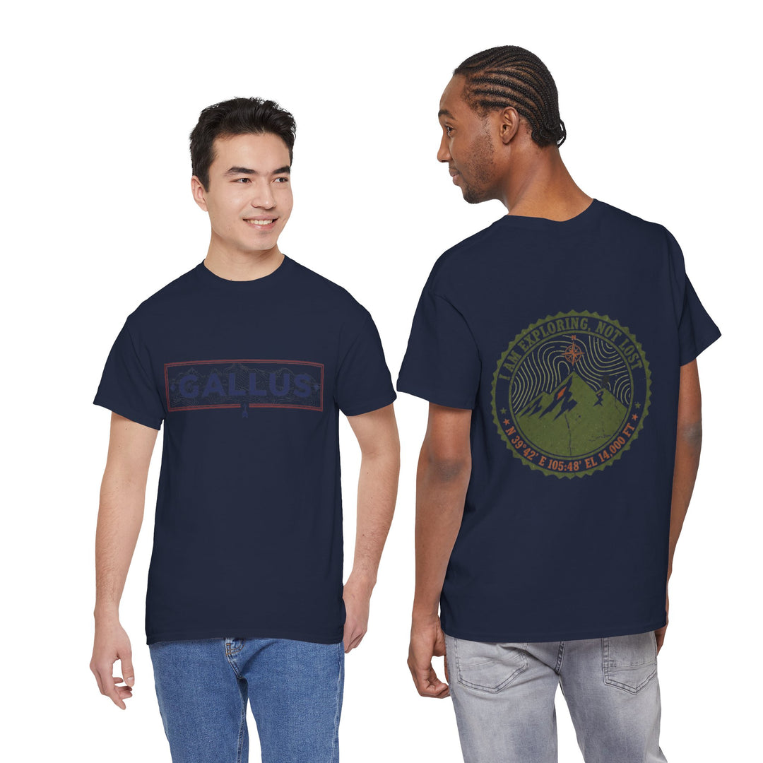 Adventure Logo Tee — "GALLUS" Mountain Badge Shirt (Exploring Not Lost)