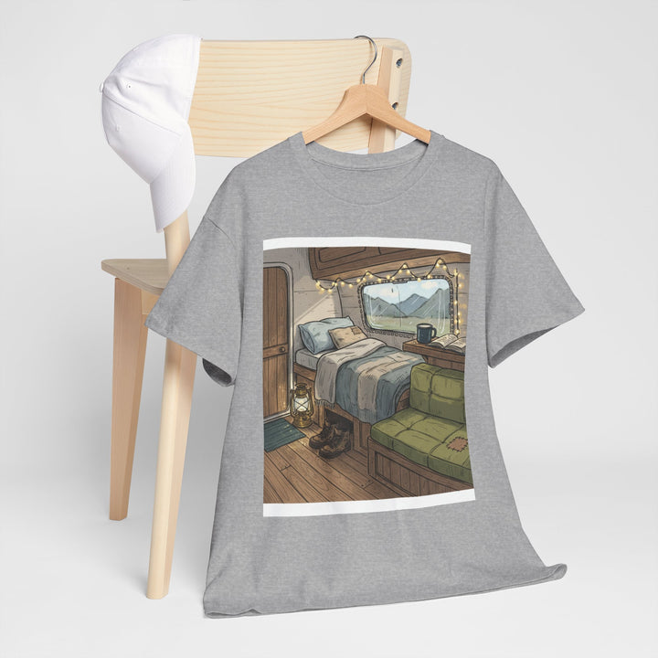 Retro Van Life Interior Graphic T-Shirt - Cozy Camper Van Aesthetic Tee