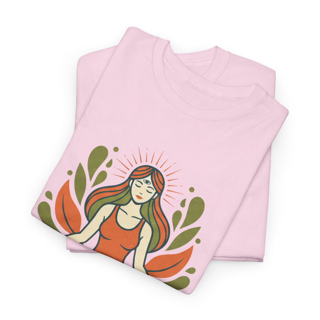 Yoga Meditation Tee – soft, breathable cotton designed for meditation and yoga practice. Comfortable, relaxed fit perfect for studio or casual wear.
