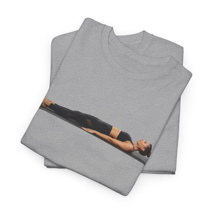 Yoga Savasana Pose Tee – soft, breathable cotton featuring the iconic Savasana pose. Perfect for yoga practice, meditation, or casual, mindful lifestyle wear.