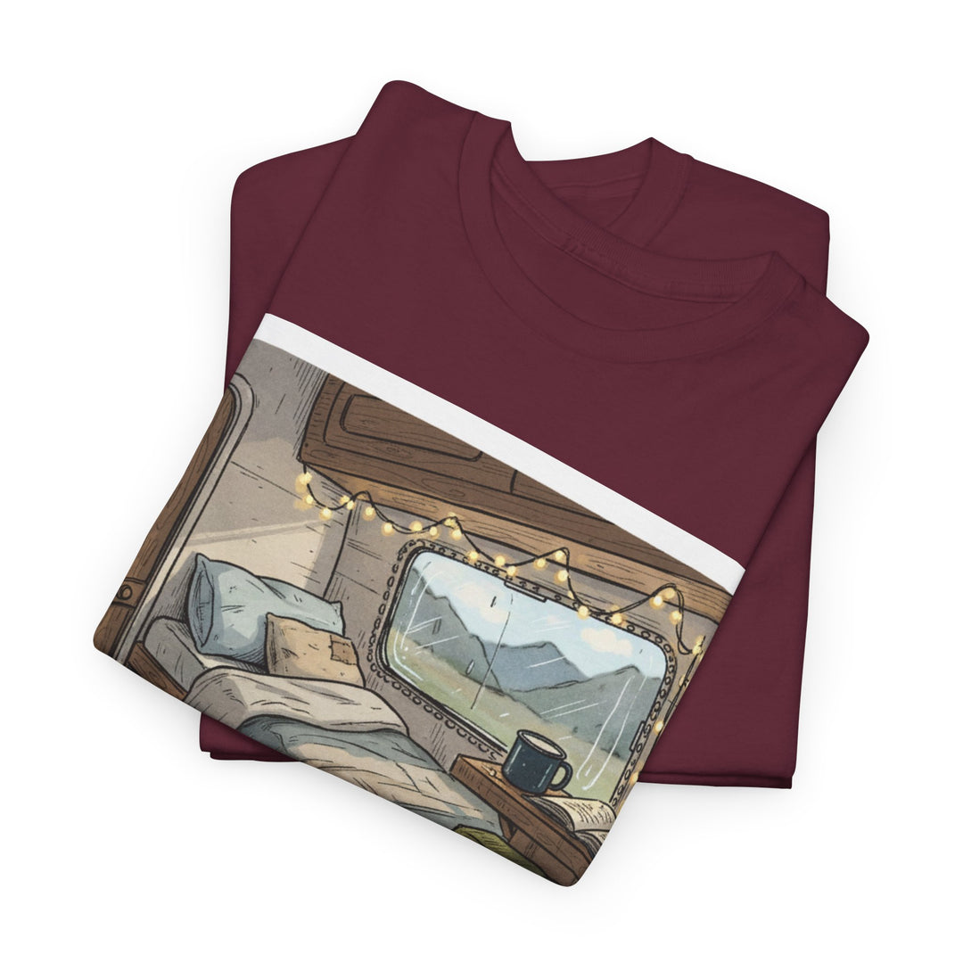 Retro Van Life Interior Graphic T-Shirt - Cozy Camper Van Aesthetic Tee