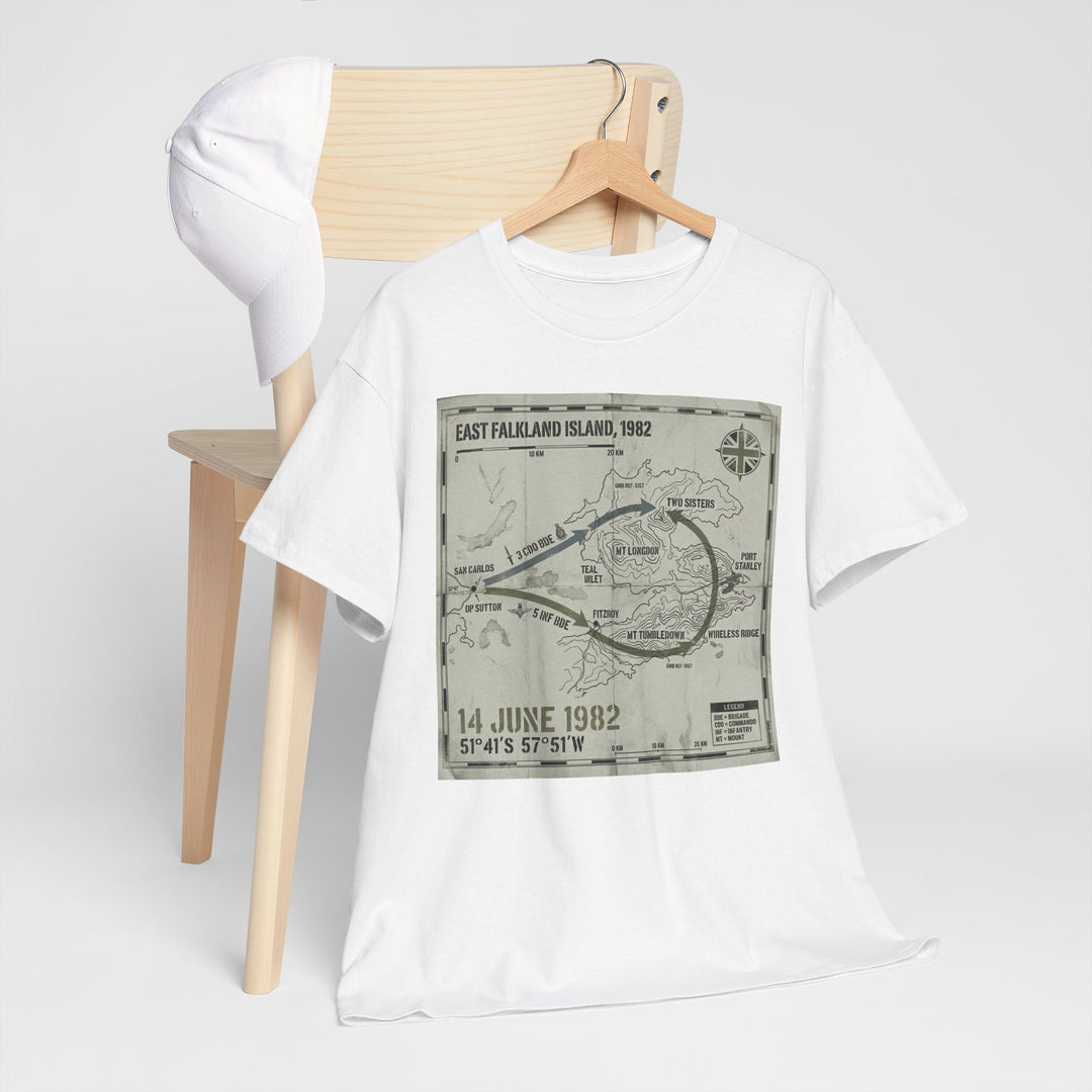 East Falkland 1982 Map T-Shirt — Port Stanley Victory Graphic