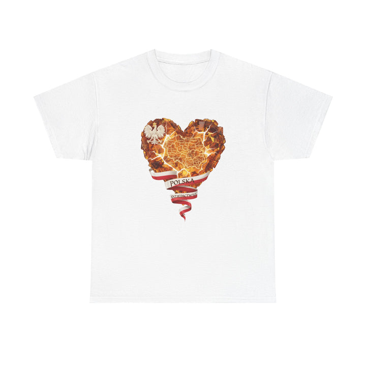 Polish Pride Heart Flame Tee | Polska Heritage T-Shirt