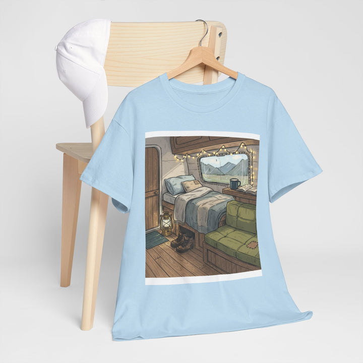 Retro Van Life Interior Graphic T-Shirt - Cozy Camper Van Aesthetic Tee
