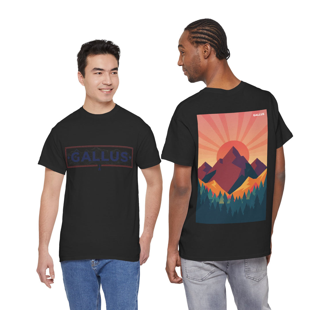 T-Shirt — Gallus Mountain Graphic Tee (Sunrise Landscape Back Print)