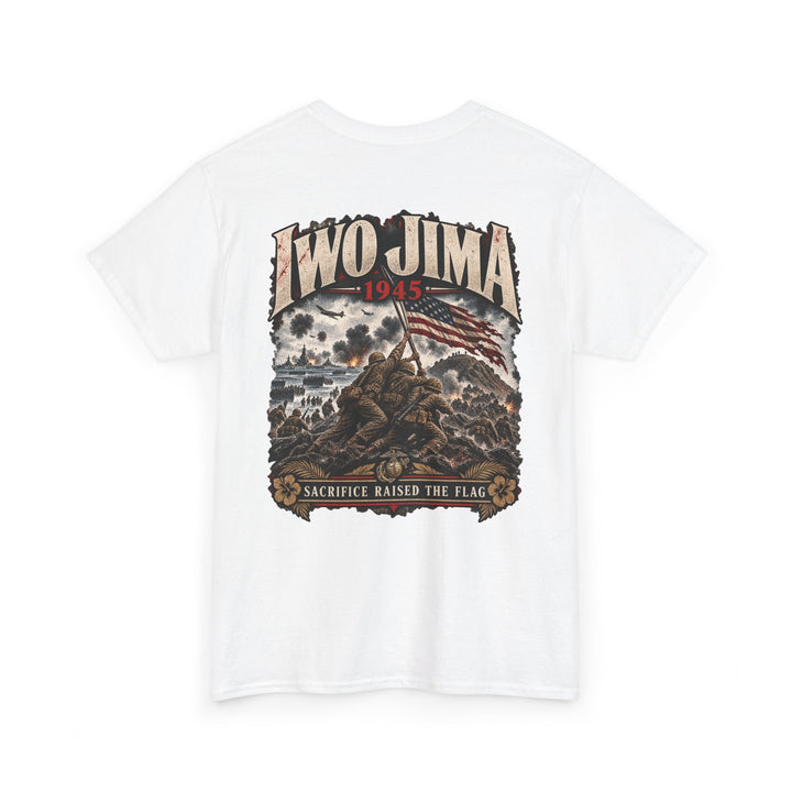 Iwo Jima 1945 Memorial T-Shirt — Sacrifice Raises the Flag Graphic Tee