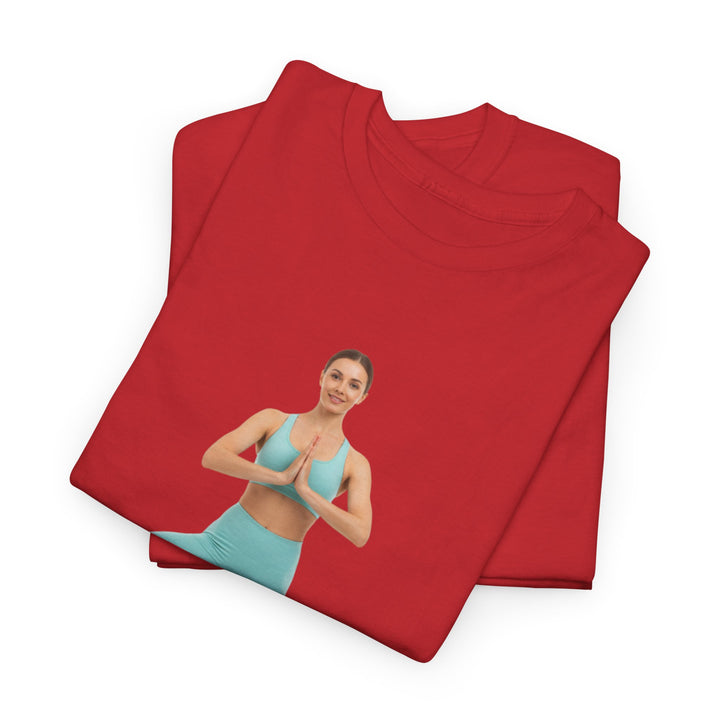 Yoga Pose Tee – soft, breathable cotton featuring a stylish yoga pose design. Perfect for yoga practice, meditation, or casual mindful lifestyle wear.
