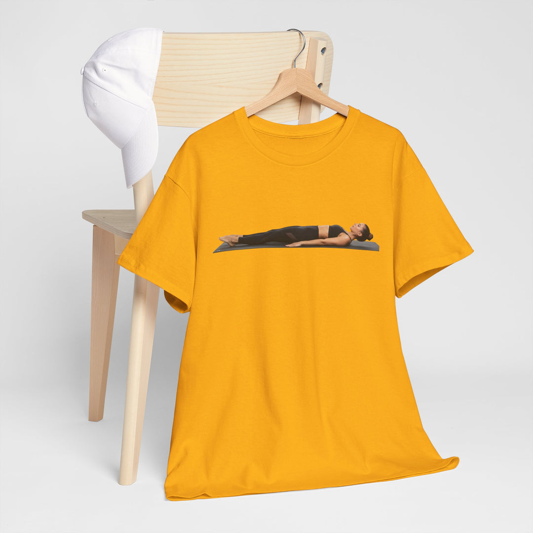 Yoga Savasana Pose Tee – soft, breathable cotton featuring the iconic Savasana pose. Perfect for yoga practice, meditation, or casual, mindful lifestyle wear.
