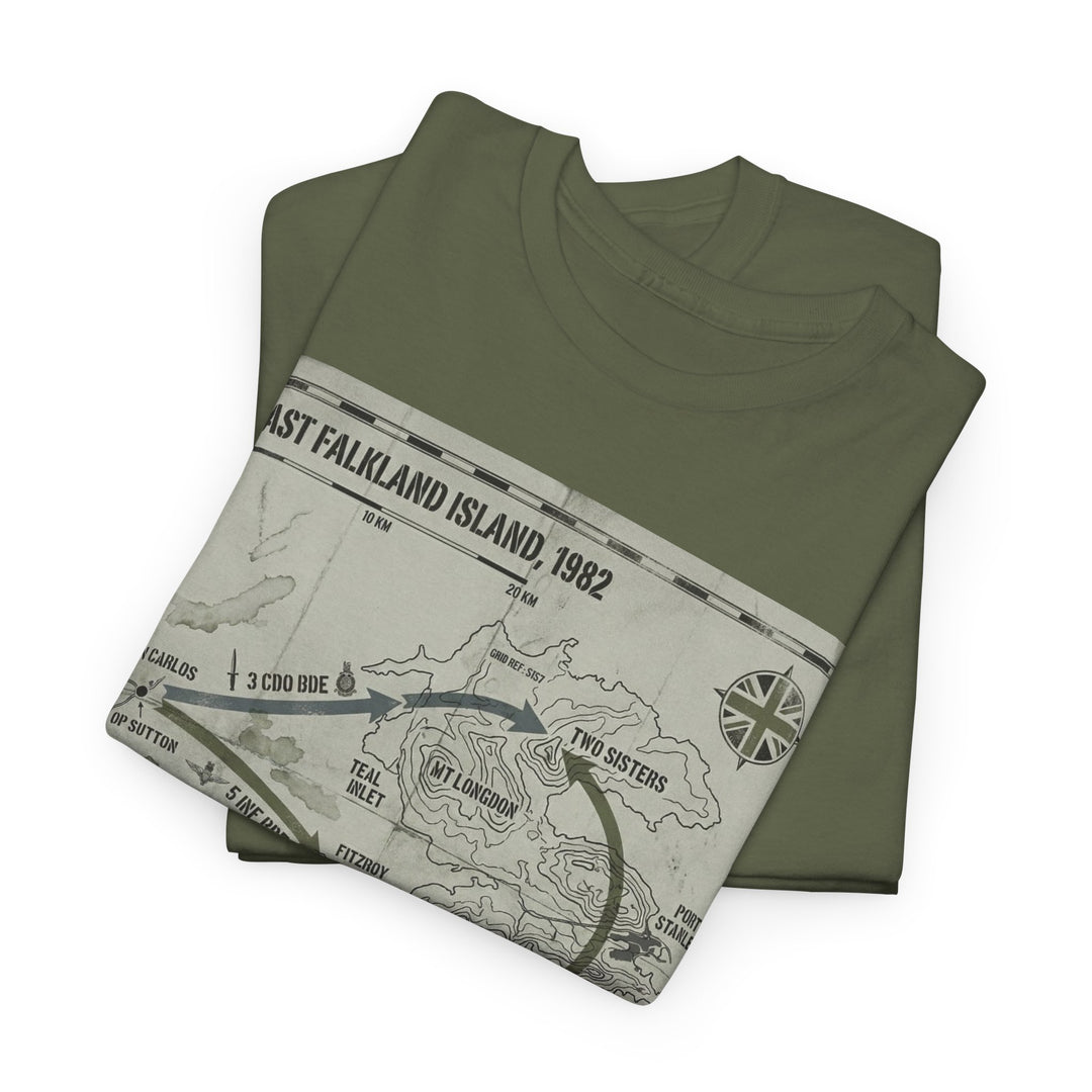 East Falkland 1982 Map T-Shirt — Port Stanley Victory Graphic