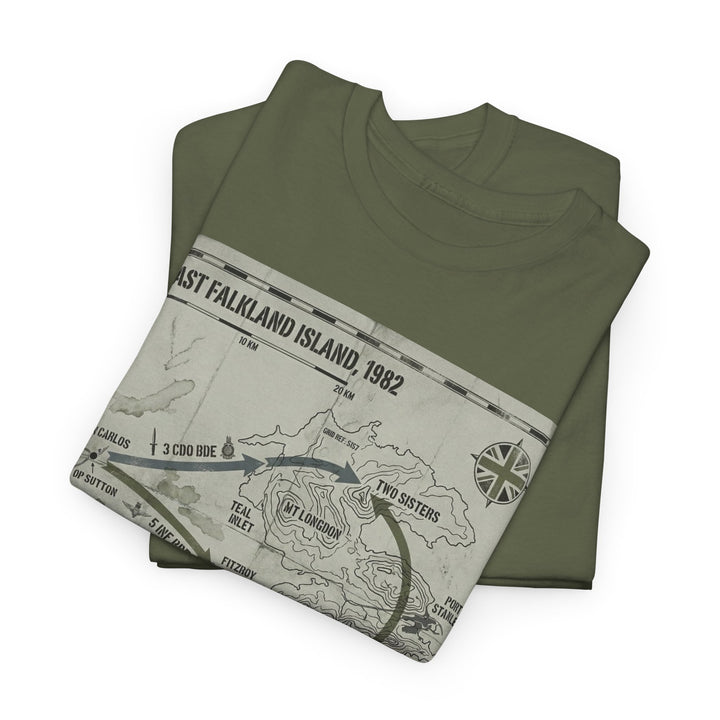 East Falkland 1982 Map T-Shirt — Port Stanley Victory Graphic