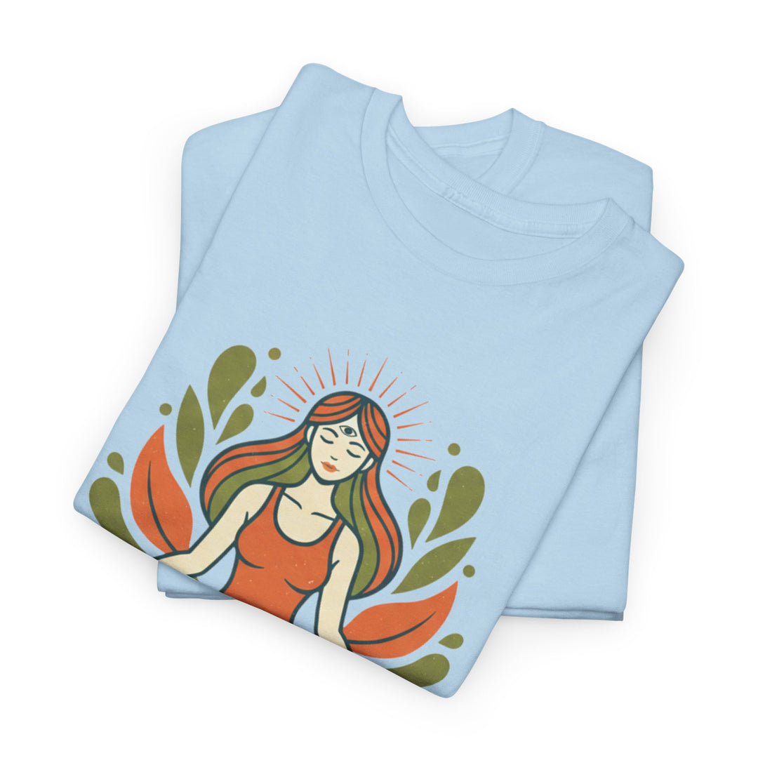 Yoga Meditation Tee – soft, breathable cotton designed for meditation and yoga practice. Comfortable, relaxed fit perfect for studio or casual wear.